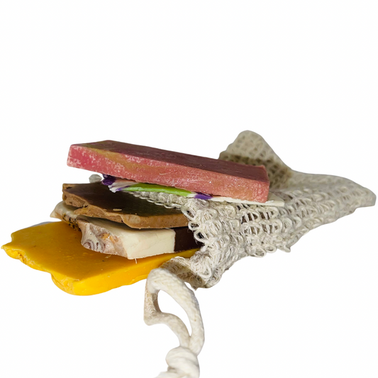 Random Soap Sampler with a Soap saver bag.